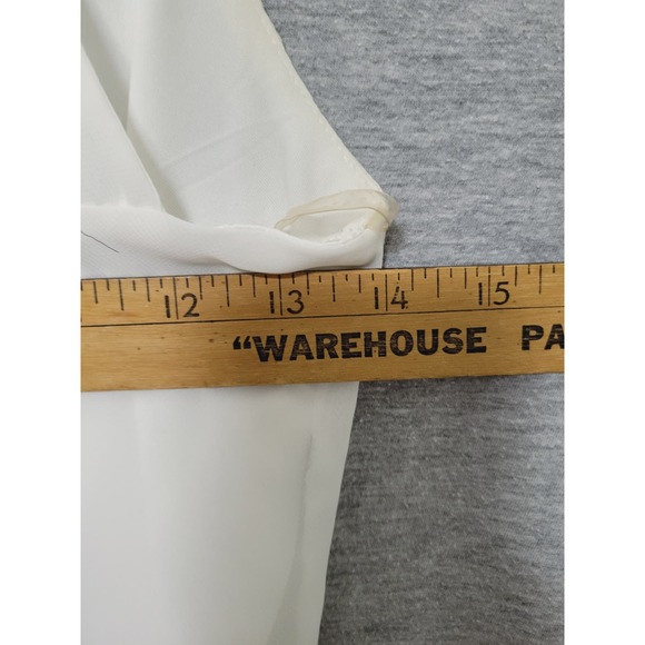 Women's White Ruffle Sleeveless Lined Blouse w/ Black Lace Cutout Small - Picture 8 of 9